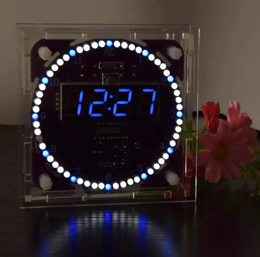 DIY EC1838B Rotating LED Electronic Digital Clock Temperature Display KIT + Case