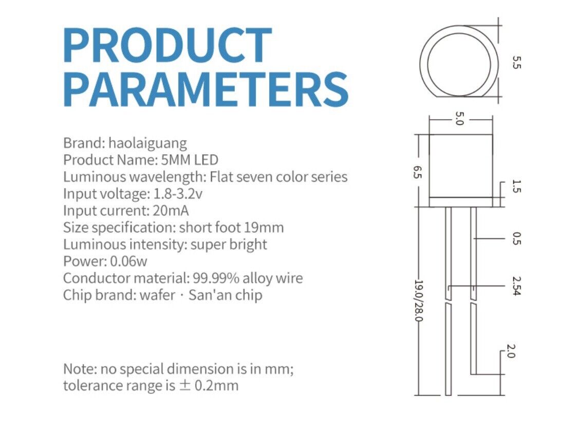 5mm LED Light Emitting Diode 7 COLOUR RGB SLOW flash 100pcs Clear FLAT TOP