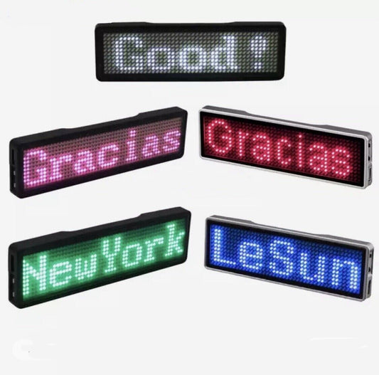 Rechargeable WHITE LED Scrolling Name Badge Message Scrolling Blue Tooth Badge