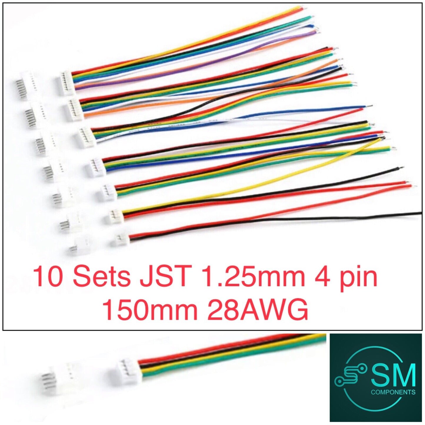 10 Sets 1.25mm JST 4 Pin Wired Micro Connector Quadcopter Electronic Drone 20PCS