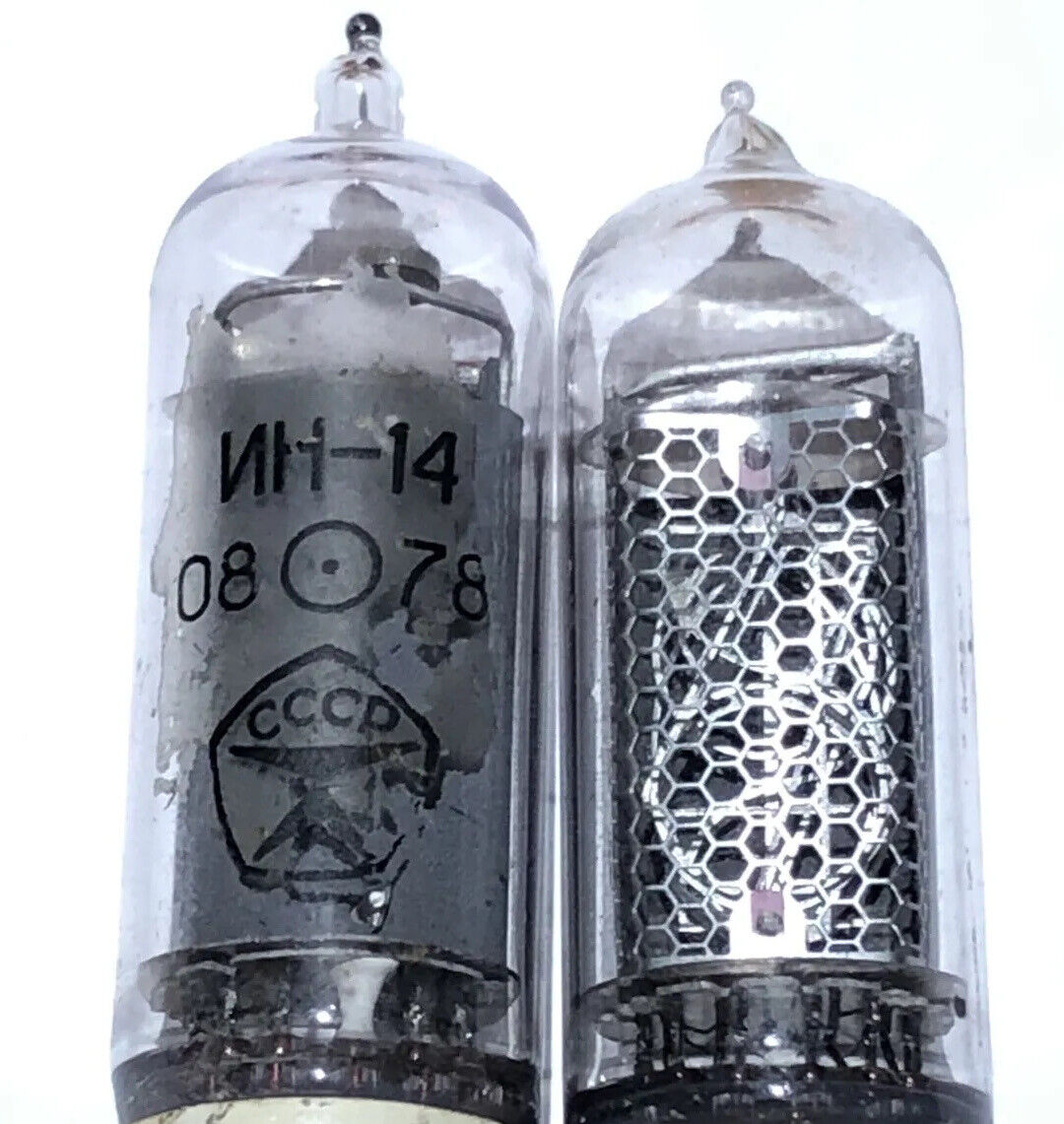 IN-14 Nixie Tube 4 Digit Clock Bluetooth Connectivity Walnut Base Brass Rings