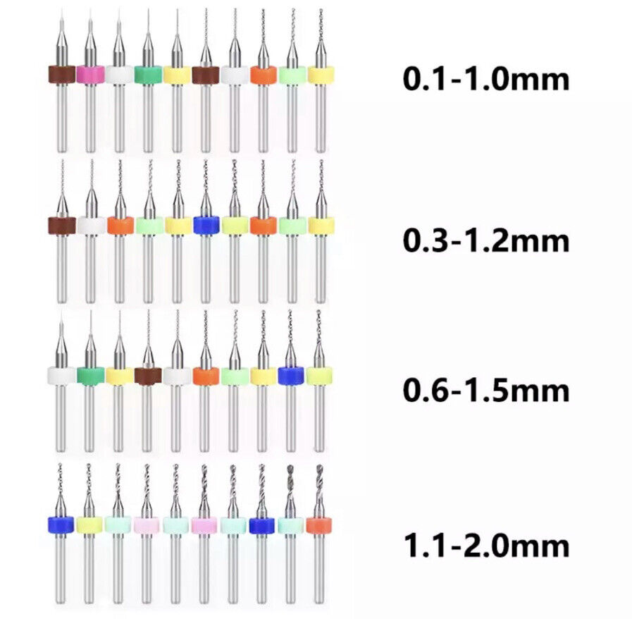 40Pcs 0.1-2.0mm PCB Print Circuit Board Carbide Mini Micro Drill Bit Boxed Kits