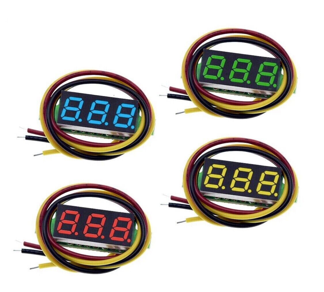 2PCS 0.28” DC 0-100V 3-Wire Voltage Meter Voltmeter With YELLOW LED Display