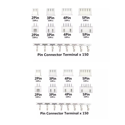 2 X 230pc = 460PCS JST-XH Kit 2/3/4/5Pin XH2.54mm Metric Pitch Terminal Header