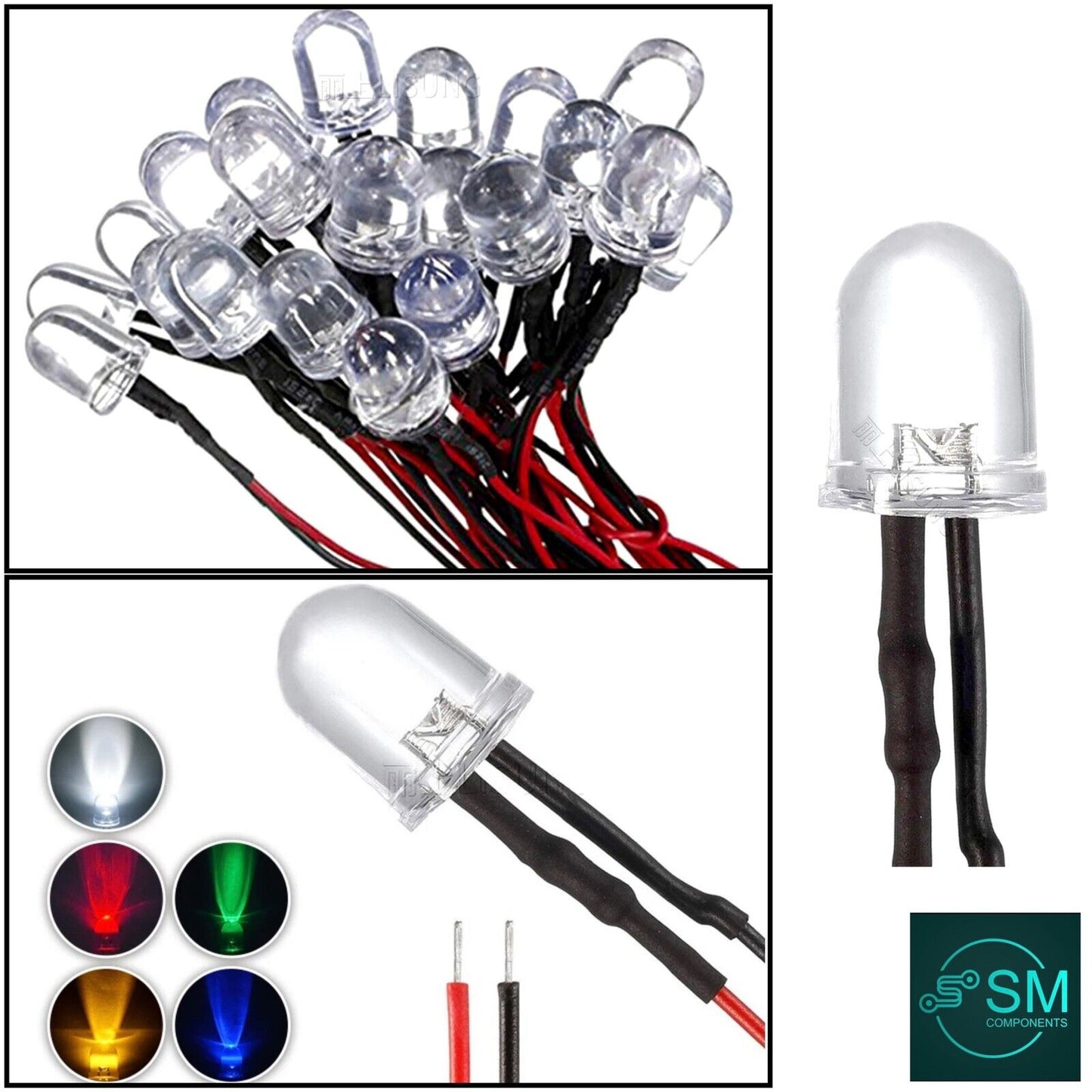 10PCS 10mm LED Prewired Light Emitting Diode LED Single Colour  DC12V DIY Hobby