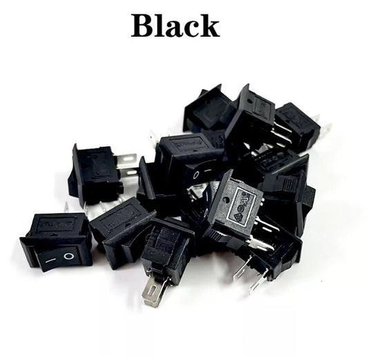 5 X Rocker Switch SPST 10x15mm 2 PIN ON/OFF KCD11 12V 125V~6A 250V~3A (BLACK)