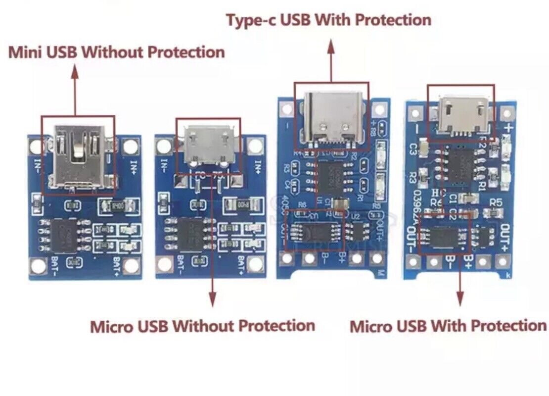4PCS TP4056 with Battery protection LIPO Charger Module Board TYPE C -USB Kit