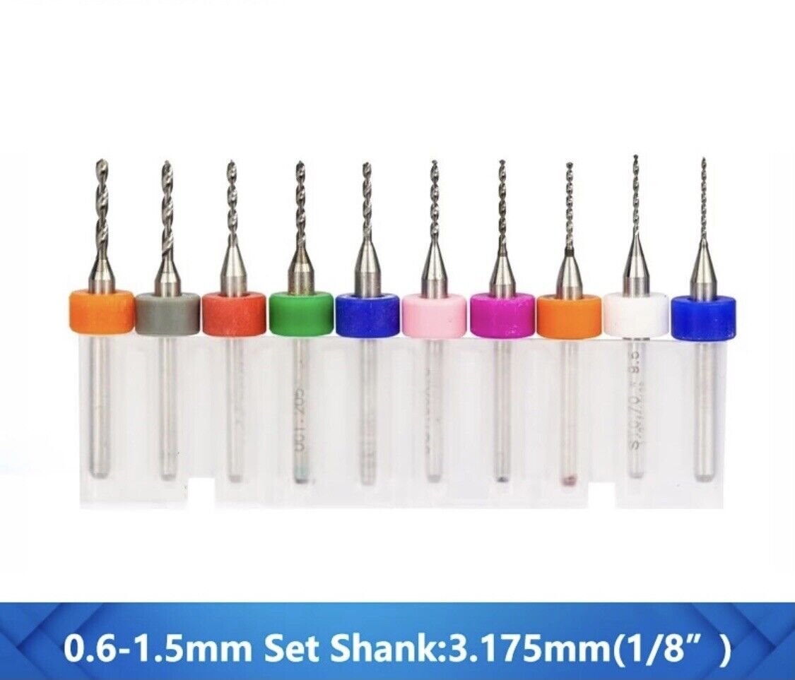 10Pcs 0.6-1.5mm X 38mm Tungsten Carbide Micro Drill Bits Set for DIY PCB