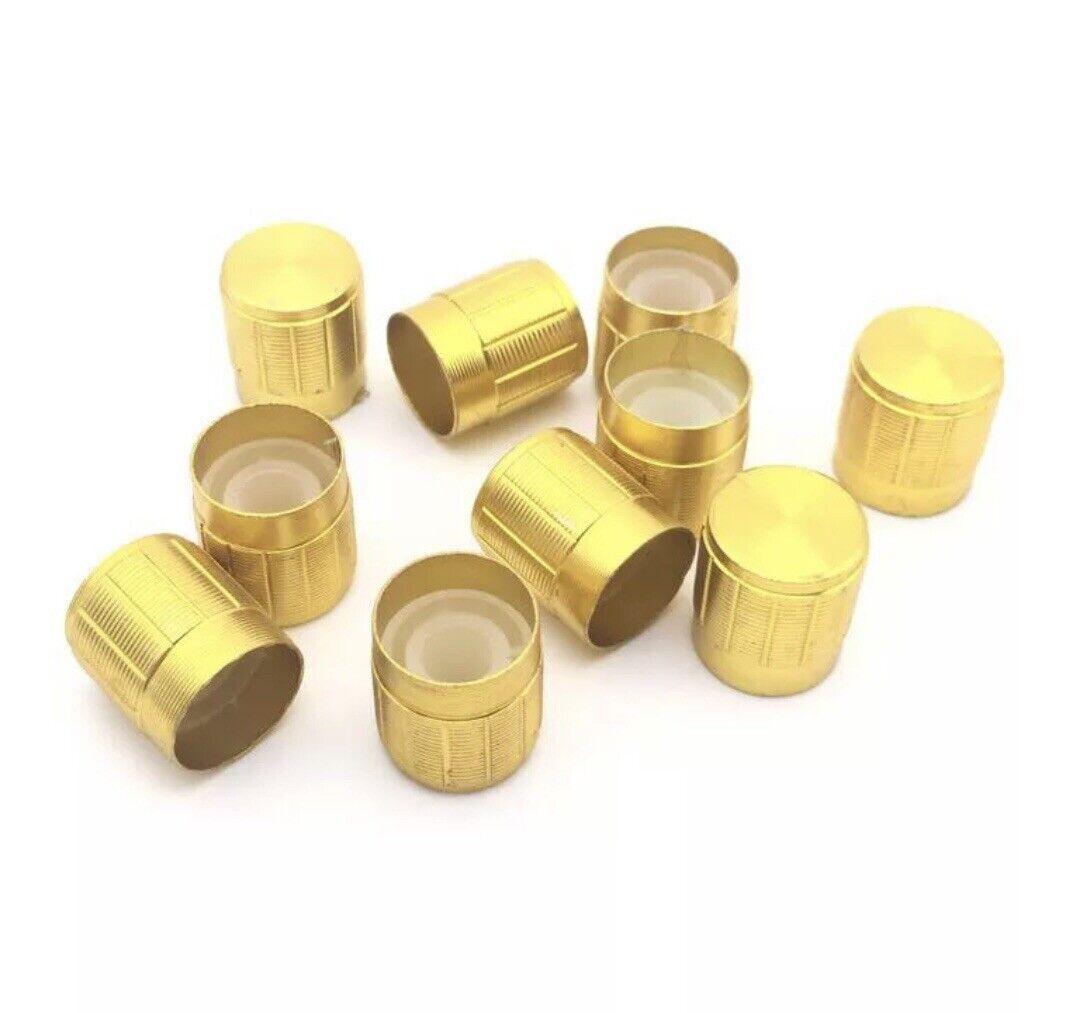 10pcs Gold Aluminium Rotary Volume Knob Suit 6mm Shaft Potentiometer 15x17mm DIY