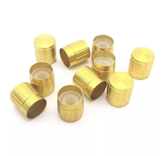 10pcs Gold Aluminium Rotary Volume Knob Suit 6mm Shaft Potentiometer 15x17mm DIY