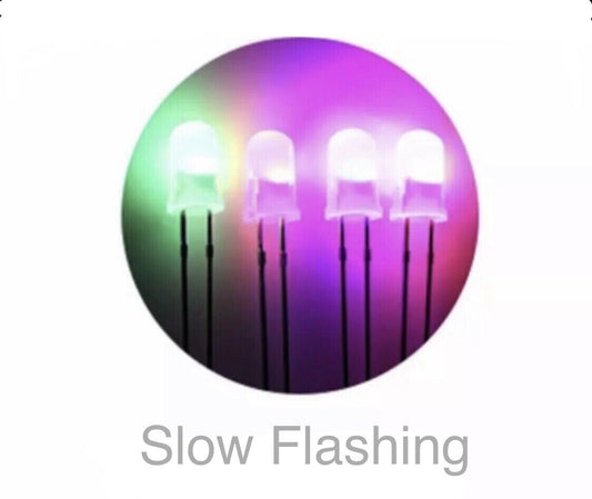 5mm LED Light Emitting Diode RGB SLOW flash 100pcs DIFFUSED Round Top 7 Colour