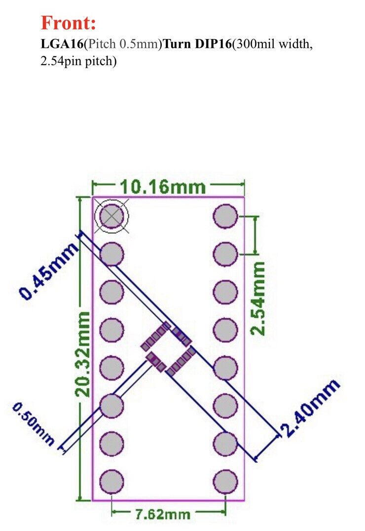 10PCS LGA16/QFN16 to DIP16 QFN 0.5mm to 2.54mm QFN16 Adapter to DIP Transfer PCB