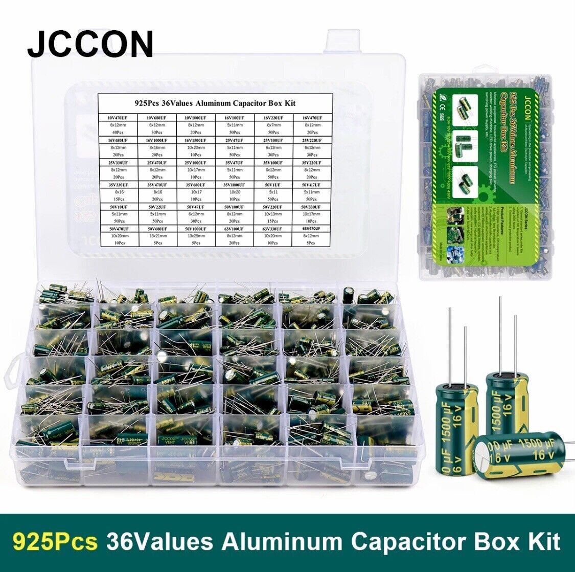 925PCS High Frequency LOW ESR Electrolytic Capacitor’s 1uF-1000uF 105°C 6.3V-63V