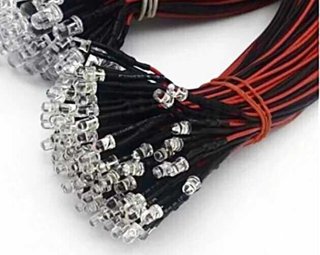 20pcs Prewired 3mm PINK LED DC 5-12V 20mA 3mm Clear Round Light Emitting Diode