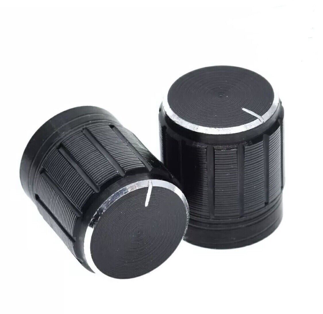 10pcs Black Aluminium Rotary Volume Knobs Suit 6mm Shaft Potentiometer 15x17mm