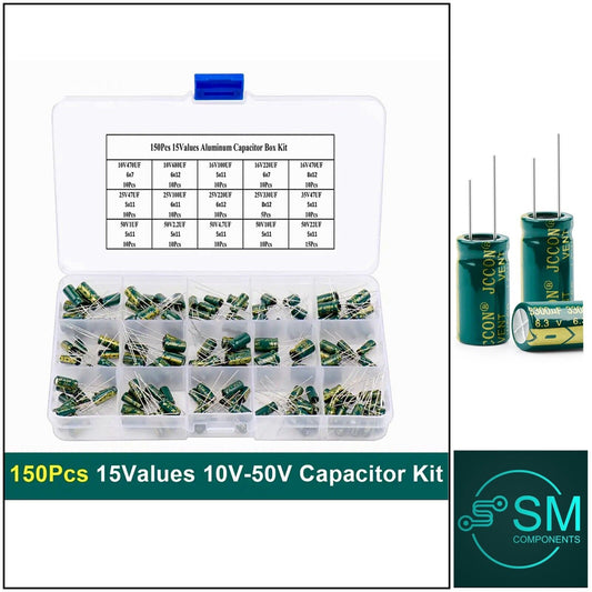 150PCS High Frequency LOW ESR Electrolytic Capacitor’s 1uF-470uF 105°C 10-50V