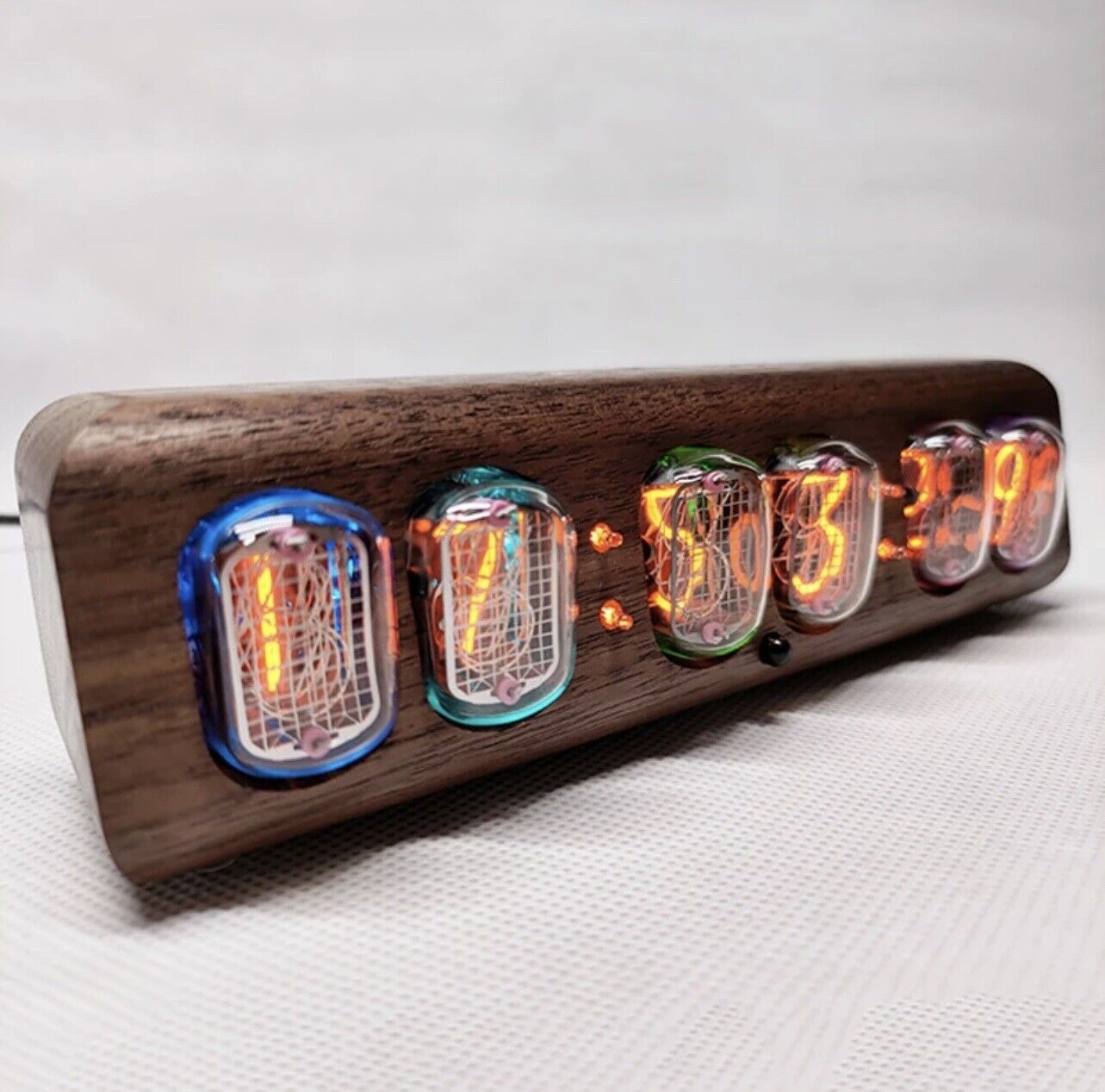 IN-12 Nixie tube Clock Walnut Case Brass Feet Bluetooth Vintage Style Auto Time