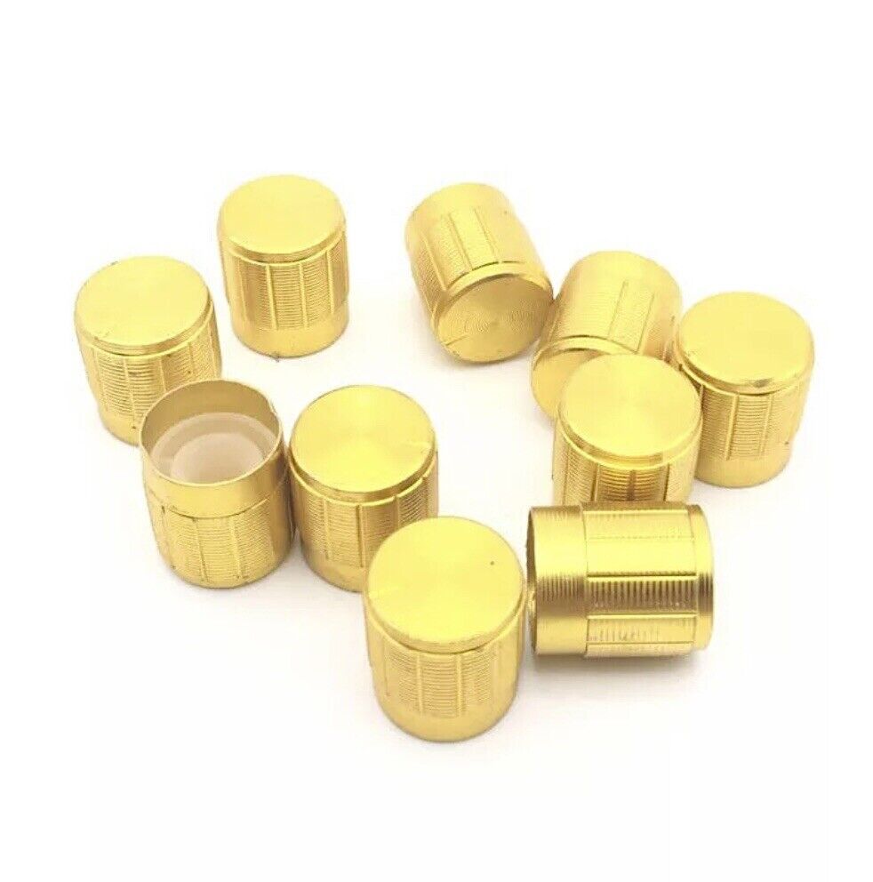 10pcs Gold Aluminium Rotary Volume Knob Suit 6mm Shaft Potentiometer 15x17mm DIY