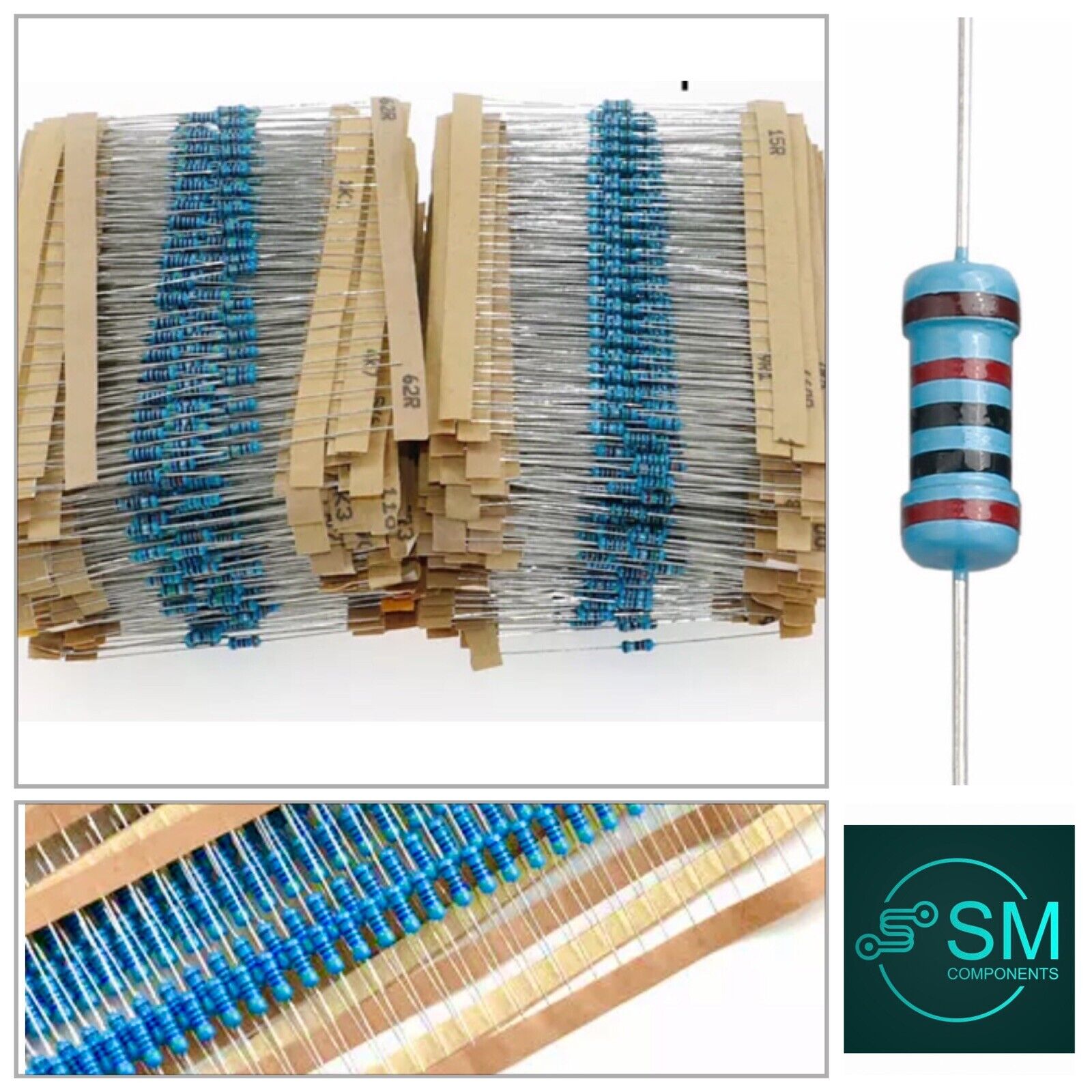 FTVOGUE 56 Values 560 Pieces 1 Ohm - 10m Ohm 1/4W 1% Metal Film - Foto 2