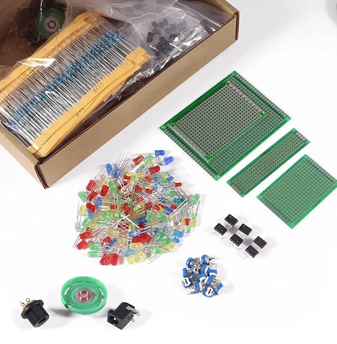 1900pc Electronic Component Kit Capacitor Resistors LED Transistors PCB I/C DIY