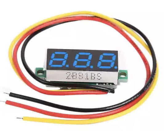 2PCS 0.28” DC 0-100V 3-Wire Voltage Meter Voltmeter With BLUE LED Display
