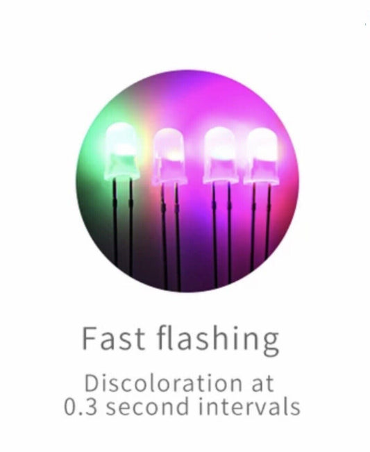 5mm LED Light Emitting Diode RGB FAST flash 100pcs DIFFUSED Round Top 7 Colour