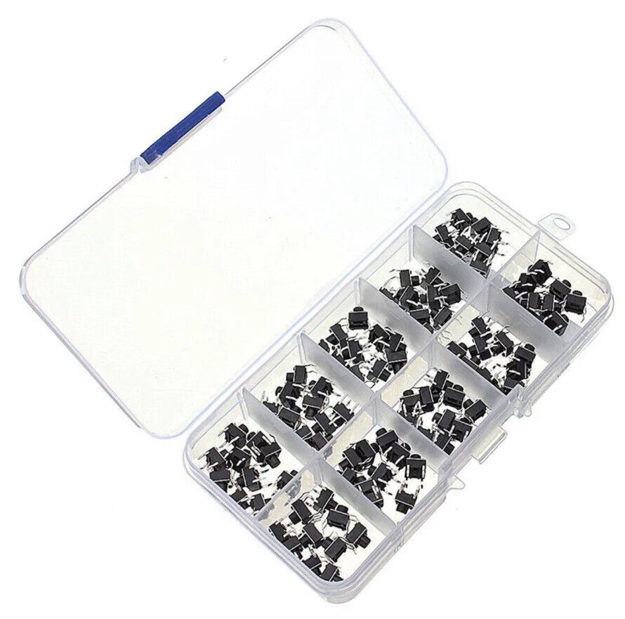 100pcs Momentary Tactile Tact Push Button 4 Pin Switch DIP 6 x 6 x 5mm With Box