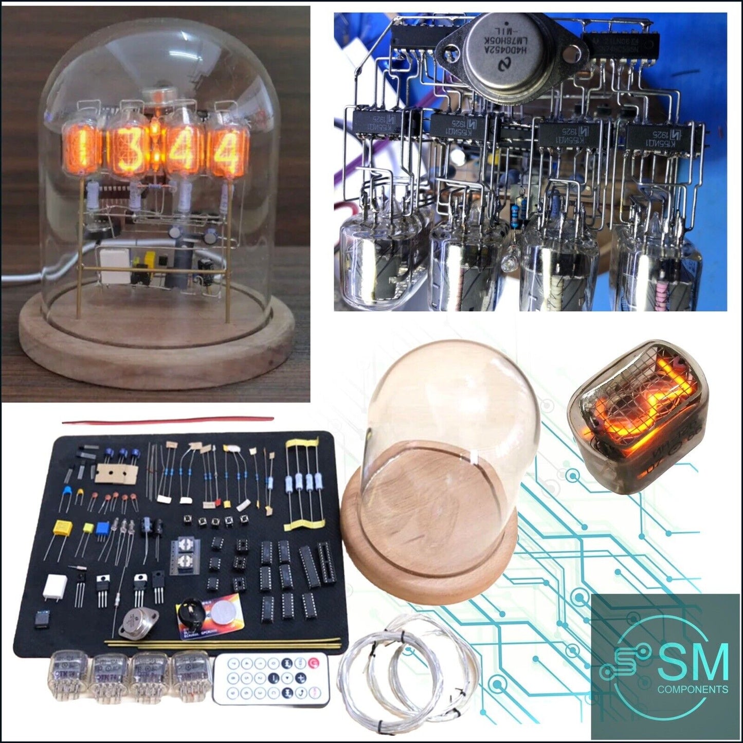 Classic Vintage IN-12 Nixie Tube Clock Kit DIY / Unassembled Inc Dome Glass Case