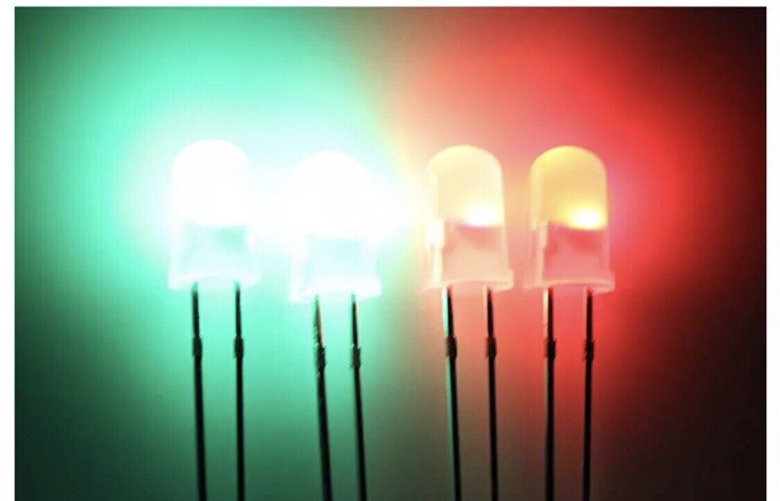 5mm LED Light Emitting Diode RGB FAST flash 100pcs DIFFUSED Round Top 7 Colour