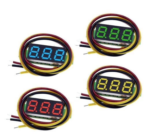 2PCS 0.28” DC 0-100V 3-Wire Voltage Meter Voltmeter With GREEN LED Display