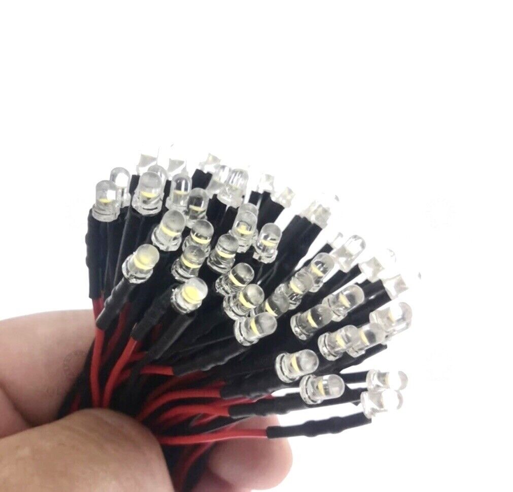 20pcs Prewired 3mm PINK LED DC 5-12V 20mA 3mm Clear Round Light Emitting Diode