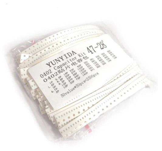 2500PCS 0402 1pF-10uF 1% SMD Capacitors Chip SMT DIY Electronics 50 Values 50ea