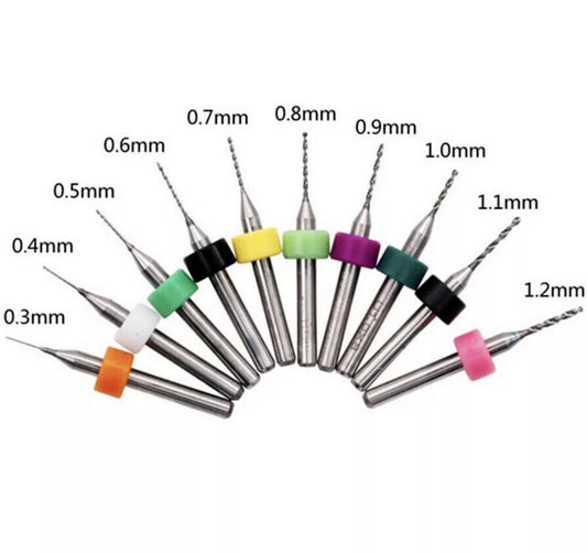 10Pcs 0.3-1.2mm X 38mm Tungsten Carbide Micro Drill Bits Set for DIY PCB