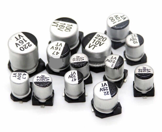 130PCS (1uF-220uF) 13Value DIY Aluminum SMD Electrolytic Capacitor Assorted Kit
