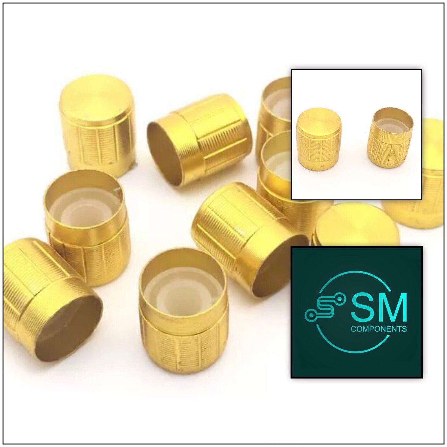 10pcs Gold Aluminium Rotary Volume Knob Suit 6mm Shaft Potentiometer 15x17mm DIY