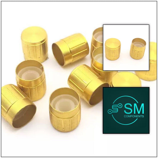 10pcs Gold Aluminium Rotary Volume Knob Suit 6mm Shaft Potentiometer 15x17mm DIY
