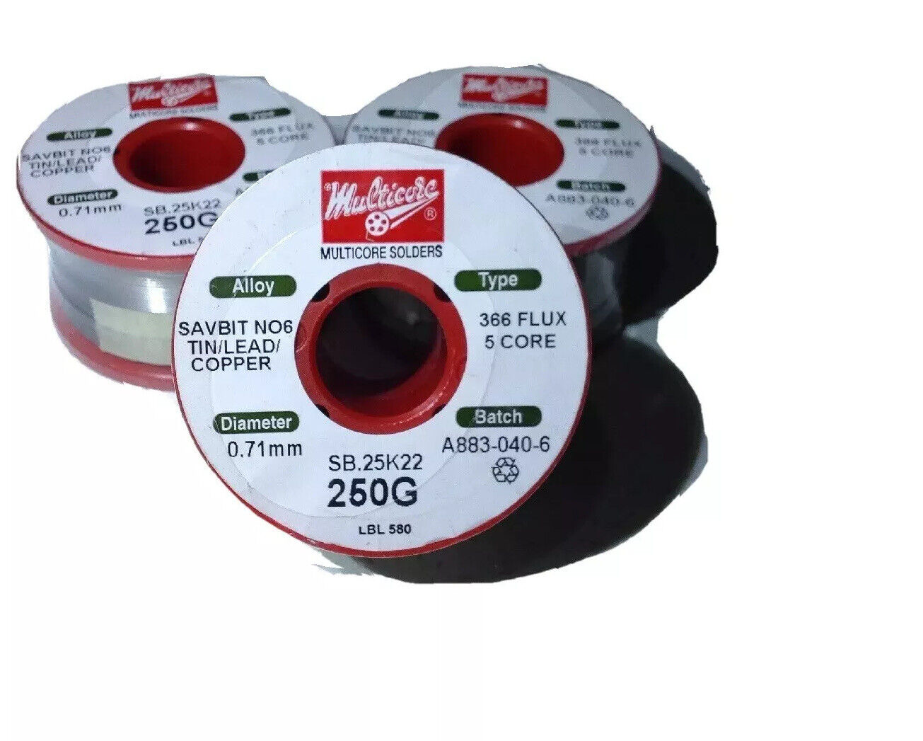 1 X Multicore Solder, Savbit 6 Tin/lead/copper 366 5 Core Solder 0.71mm, 250gms