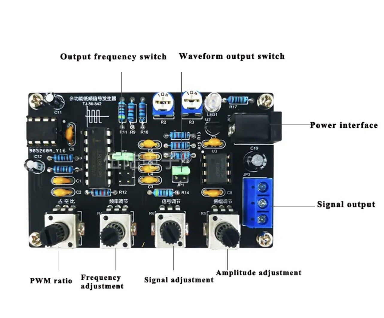 ICL8038 Signal Generator Square Wave Multi-Function 5~400kHz Adjustable DIY Kit