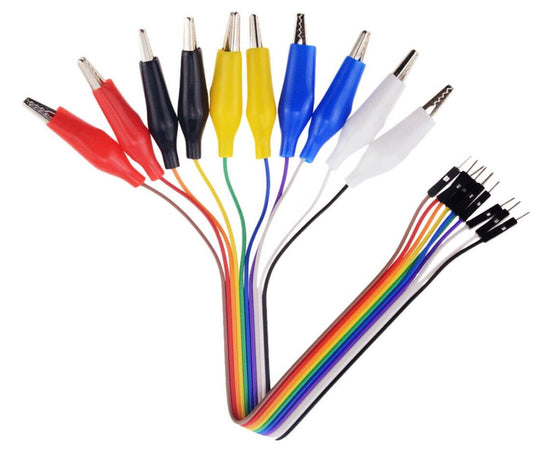 10PCS Electronics Alligator Clips Test lead Jumper Wire To DuPont Connector Male