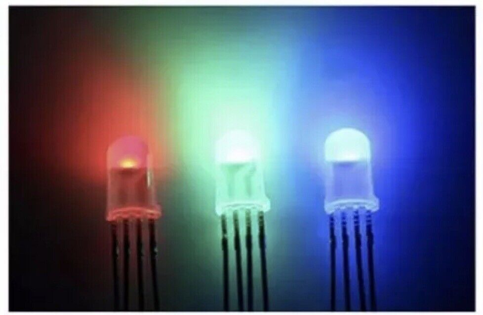 100pcs 5mm LED 4pin RGB Red Green Blue Diffused Top Tricolour Common Cathode LED