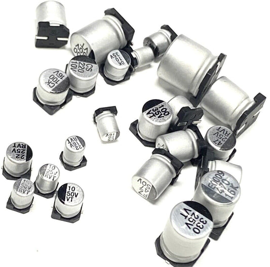 400pcs 6.3V-50V 1uF - 1000uF SMD Aluminium Electrolytic Capacitor Assortment Kit