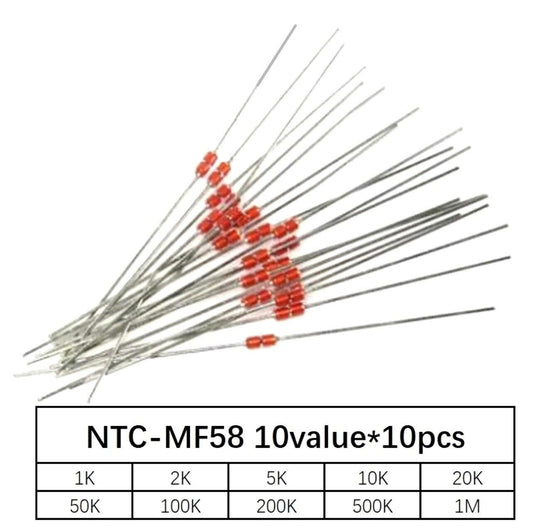 MF58 100 X Glass Encapsulated NTC Thermistor 1K-1M Ω 5% 3950B Temperature Sensor
