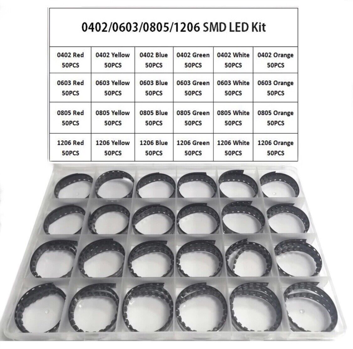 1200pcs 0402 0603 0805 1206 SMD LED Electronics Light Emitting Diodes 6 Colours