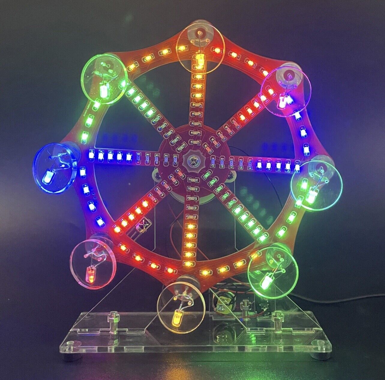 DIY Rotating Ferris Wheel KIT Colourful LED Lights SMD Practice Includes Motor