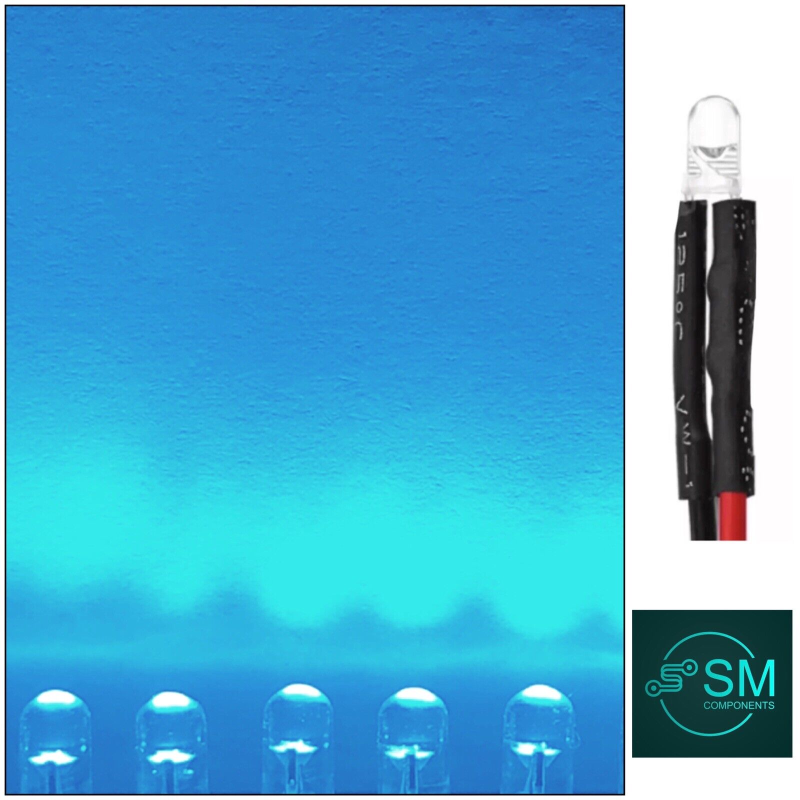 25-Pack 5mm Ice Blue Clear Lens LEDs – Wide Angle 30°, Bright PCB Lights By Juried Engineering