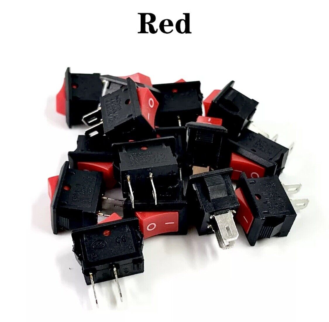 5 X Rocker Switch SPST 10x15mm 2 PIN ON/OFF KCD11 5V 12V 125V~6A 250V~3A (RED)