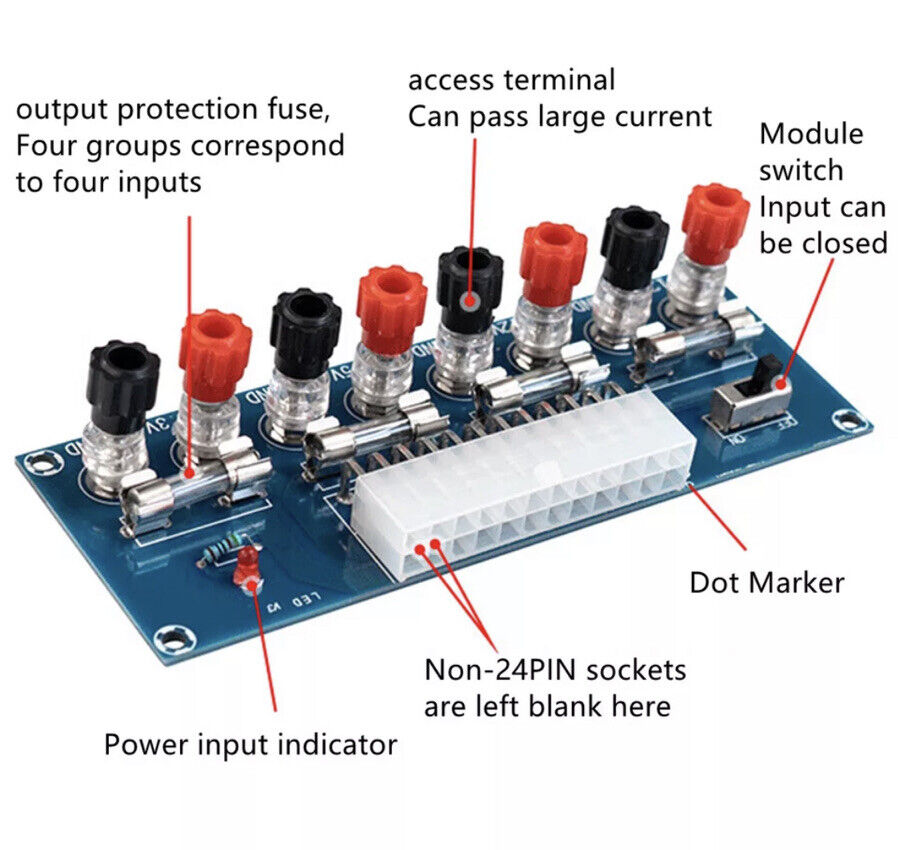 1Pc XH-M229 Desktop Chassis Power Supply ATX DIY Adapter Breakout Board Inc CASE