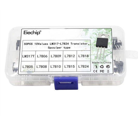 50pcs Voltage Regulator Transistor Kit LM317T L7805-L7824 10 Value Supplies Tool