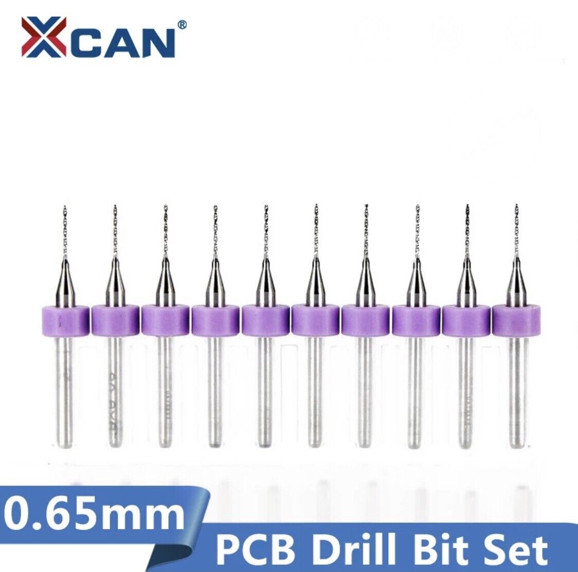 10Pcs 0.65mm PCB Print Circuit Board Tungsten Carbide Mini Micro Drill Bit Set