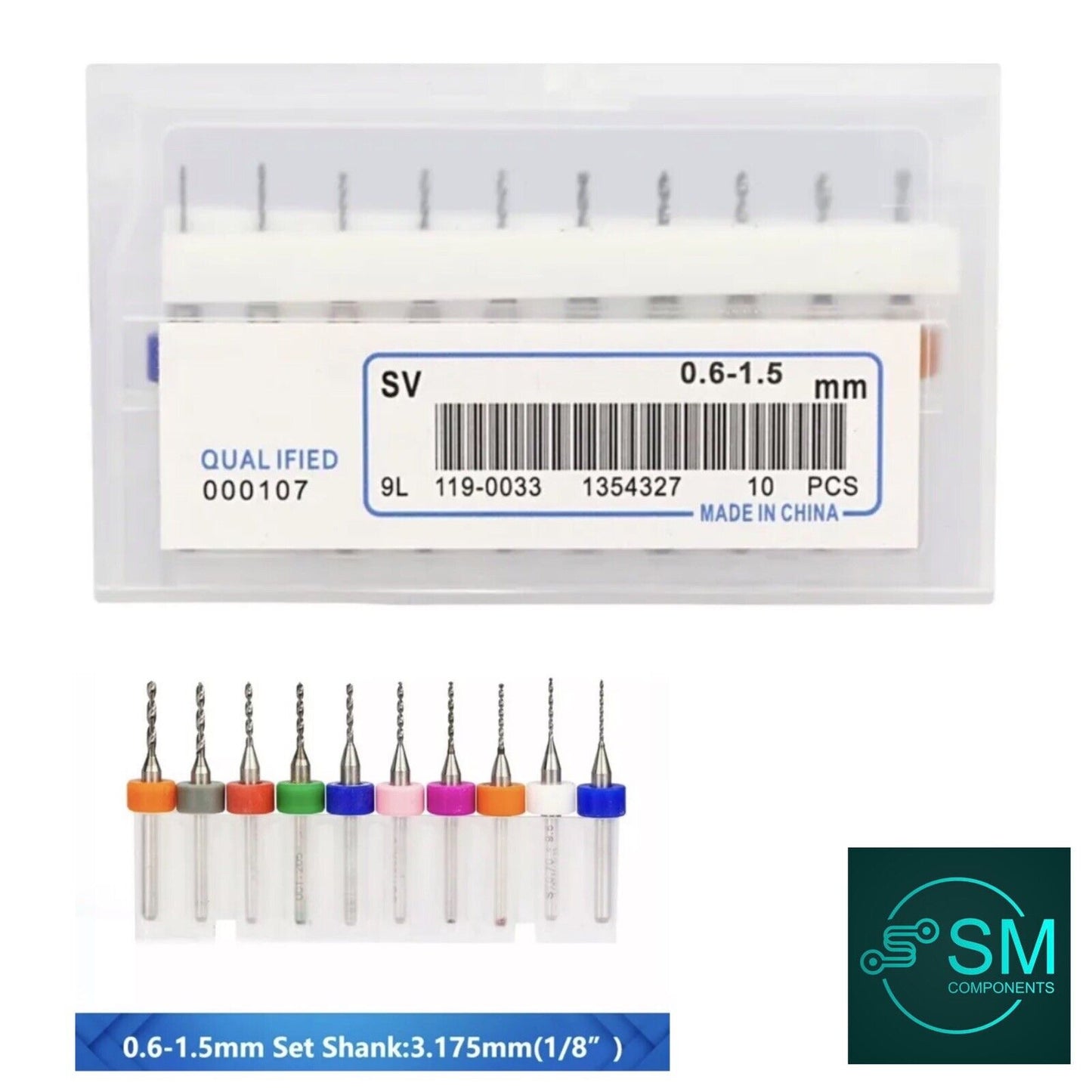 10Pcs 0.6-1.5mm X 38mm Tungsten Carbide Micro Drill Bits Set for DIY PCB